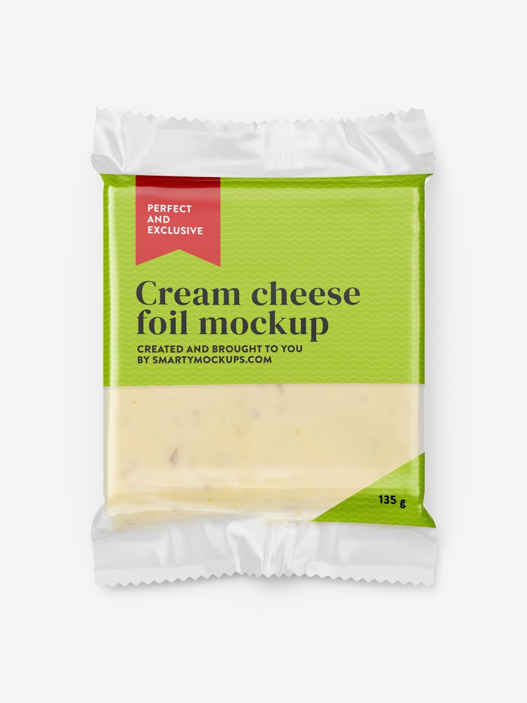 Cream cheese in foil mockup