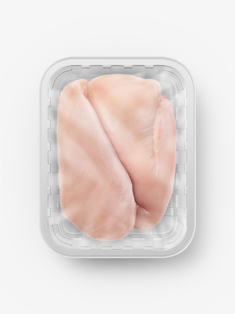 Double chicken breast in tray mockup