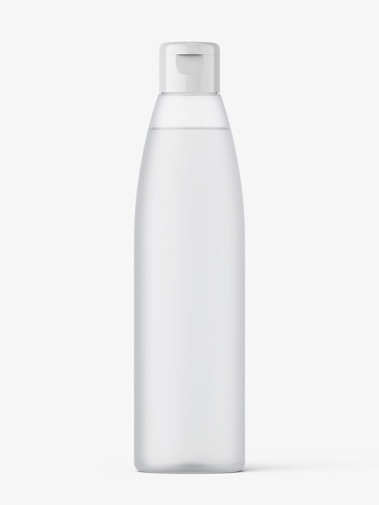 Bottle with flip top lid mockup / frosted