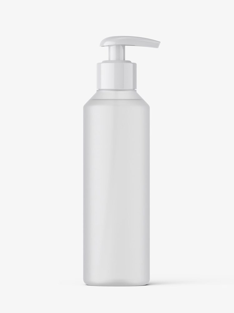 Bottle with rounded pump mockup / frosted