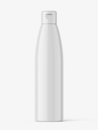 Bottle with flip top lid mockup / glossy