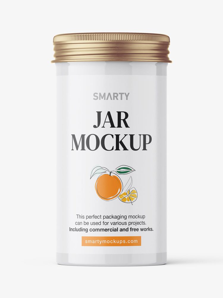 Glossy jar with screwcap mockup