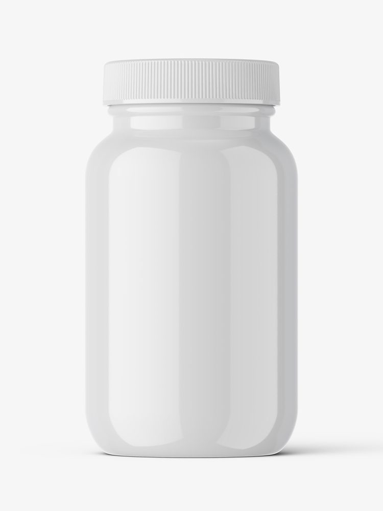 Glossy pharmaceutical jar mockup