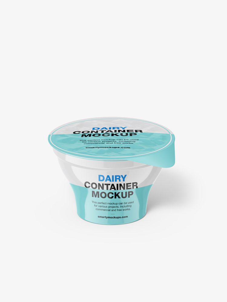 Glossy top yogurt container mockup