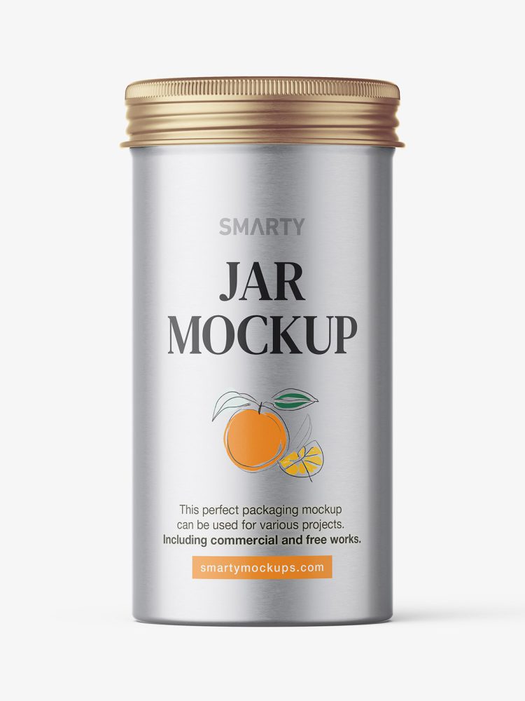 Metallic jar with screwcap mockup