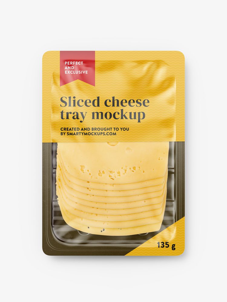 Sliced cheese tray mockup