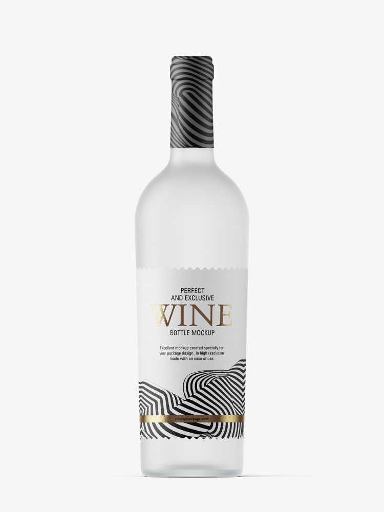 Wine frosted bottle mockup