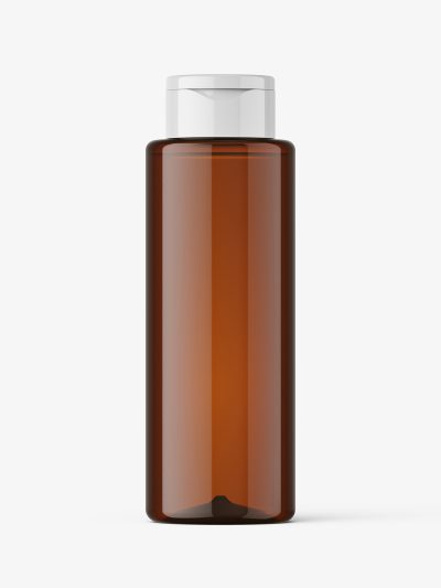 Flip top cosmetic bottle mockup / amber