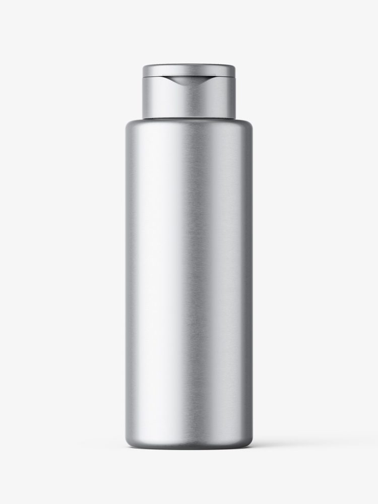 Flip top cosmetic bottle mockup / metallic