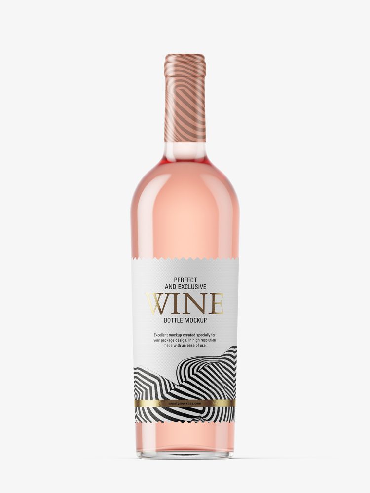 Pink wine bottle mockup
