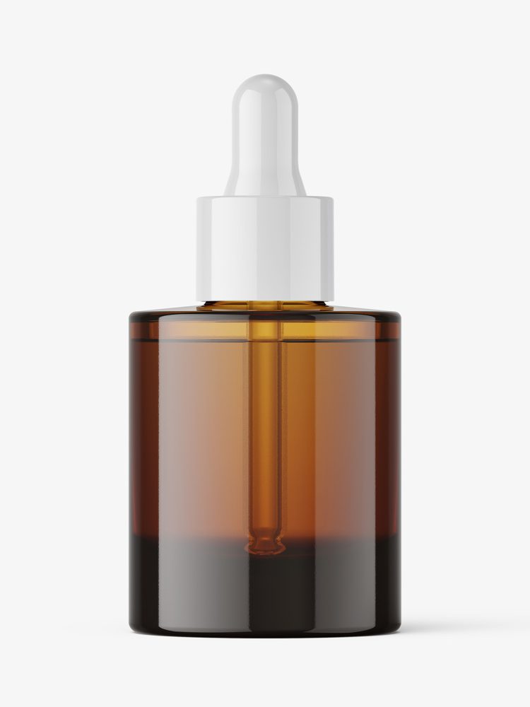 Thick bottle with dropper mockup / amber