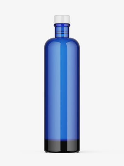 Blue vodka bottle mockup