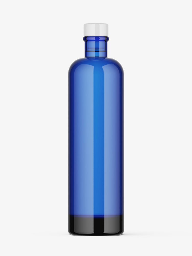 Blue vodka bottle mockup