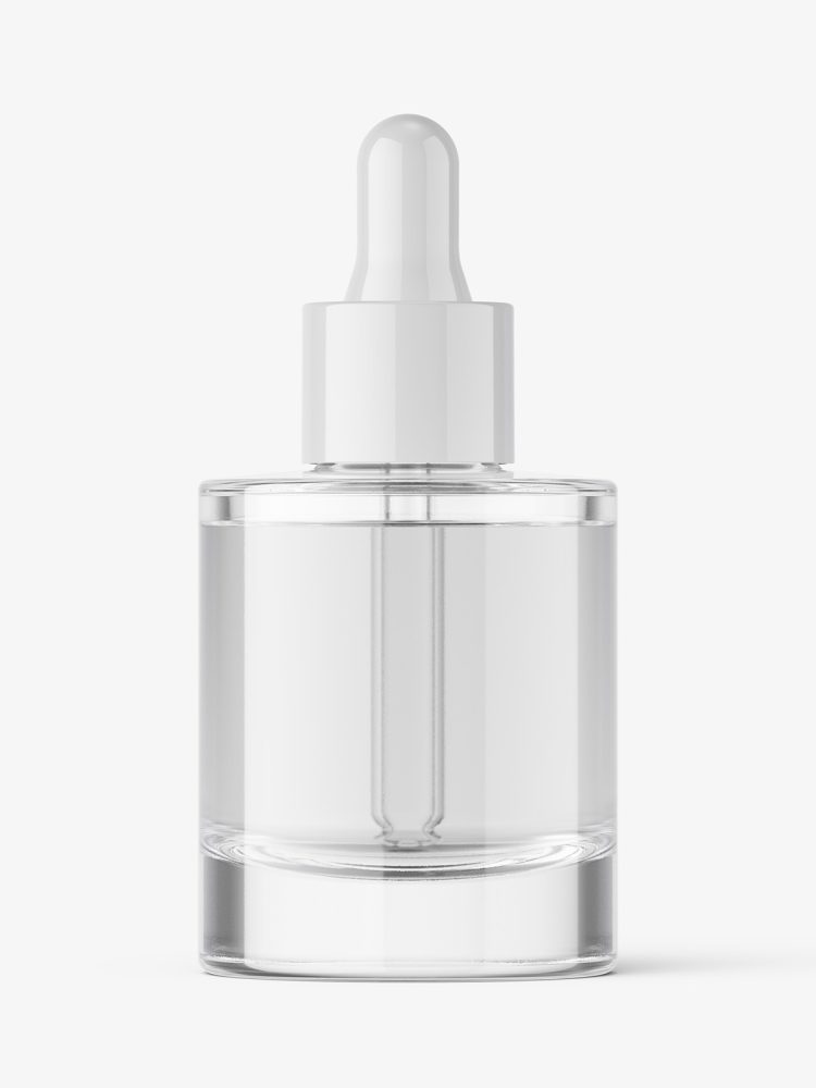 Thick bottle with dropper mockup / clear