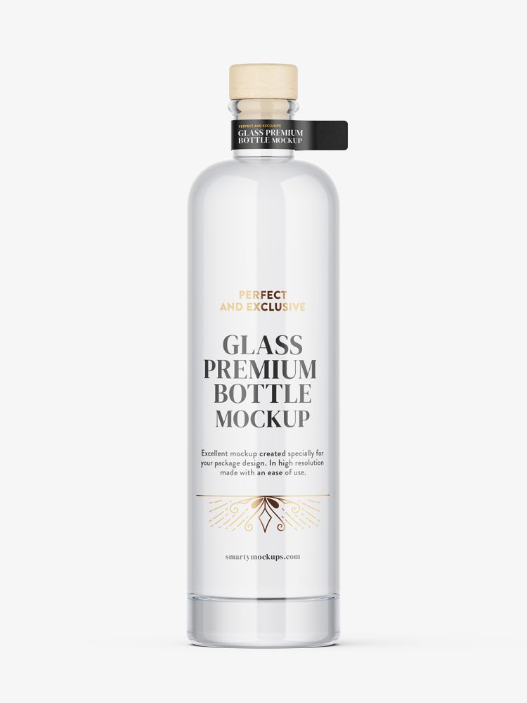 Clear vodka bottle mockup