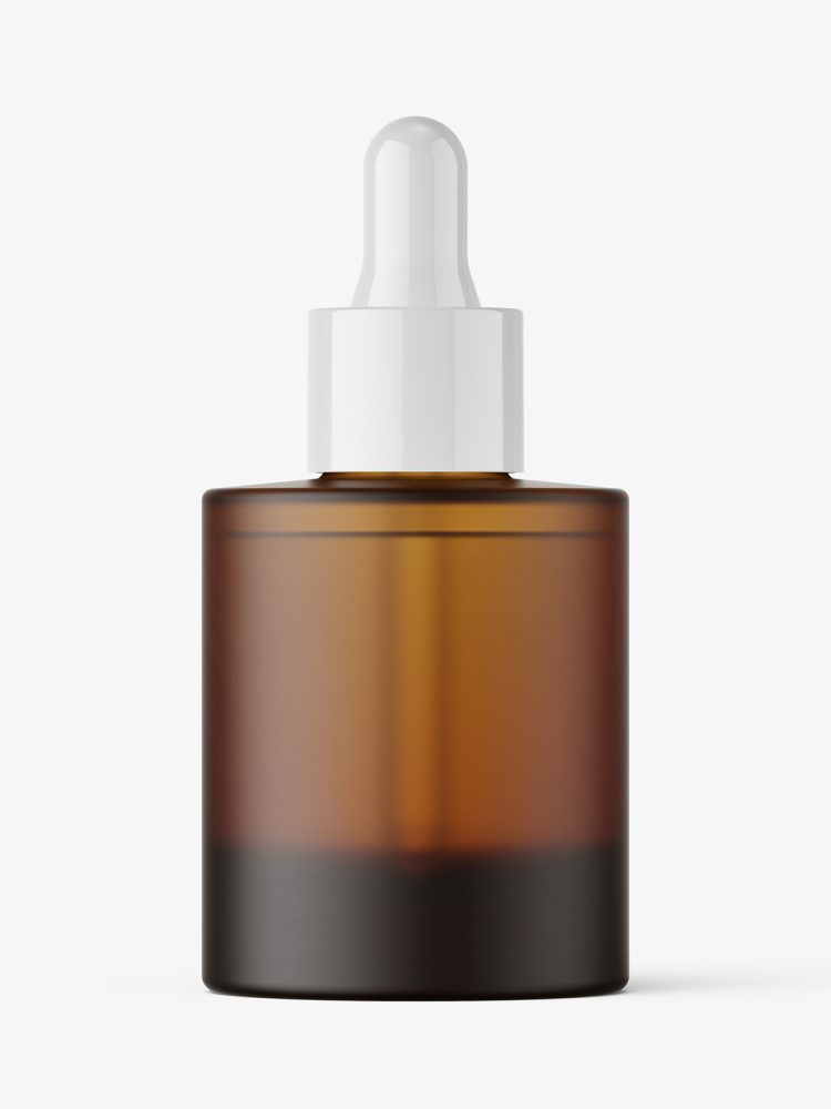 Thick bottle with dropper mockup / amber frosted