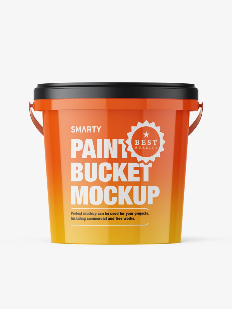 Glossy paint bucket mockup