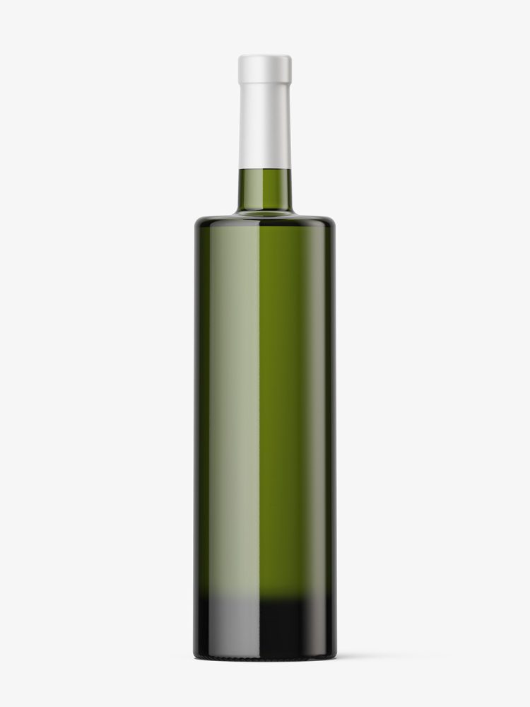 Green wine bottle mockup