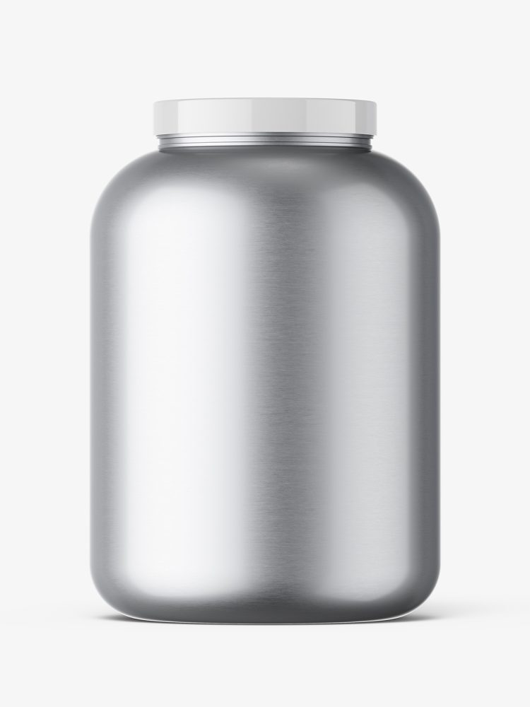 Large protein jar mockup / metallic