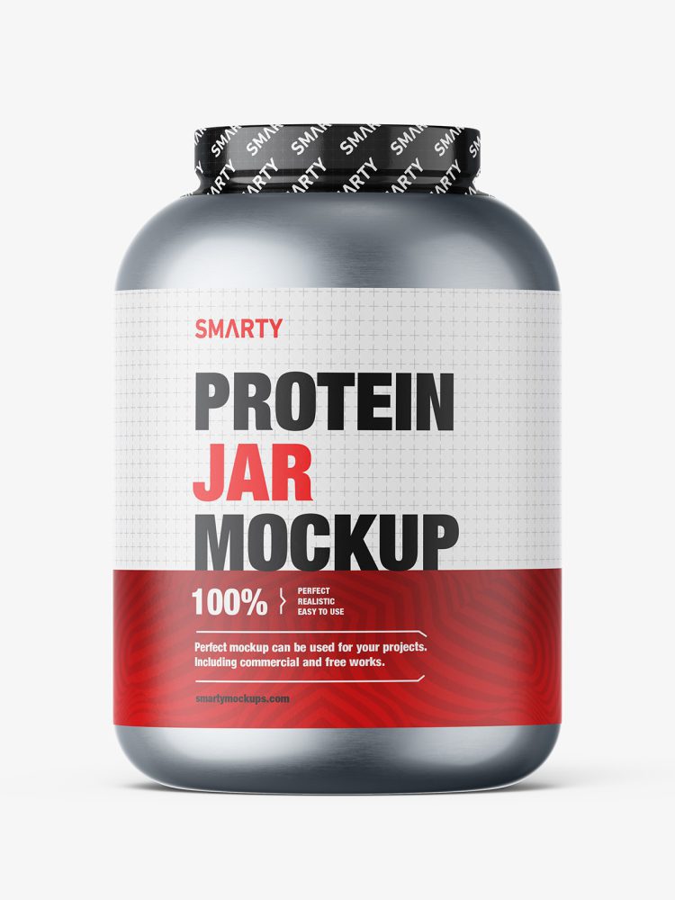 Large protein jar mockup / metallic