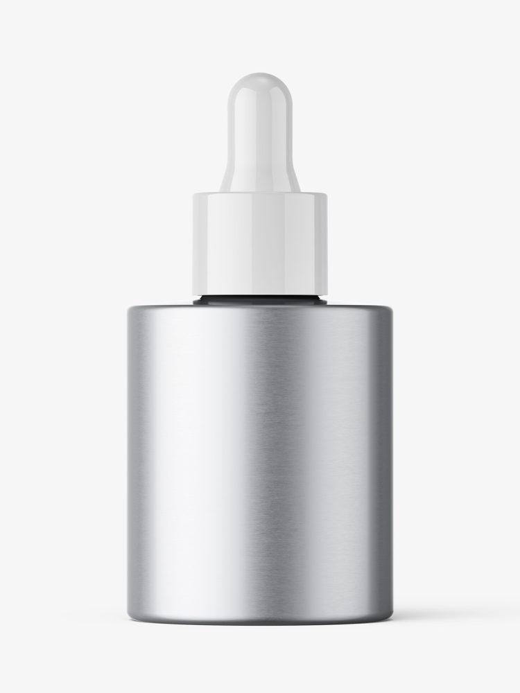 Thick bottle with dropper mockup / metallic