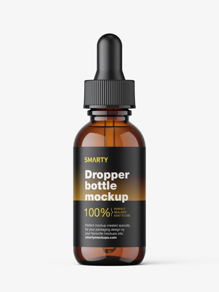 Amber bottle with dropper mockup