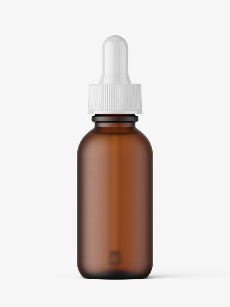 Frosted amber bottle with dropper mockup