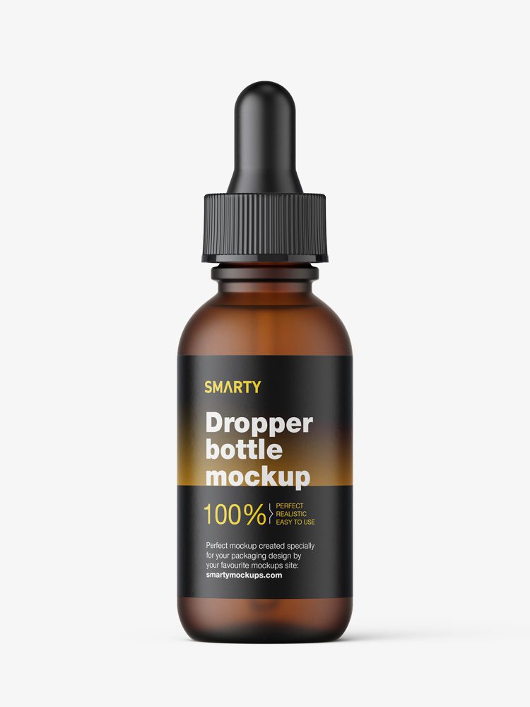 Frosted amber bottle with dropper mockup