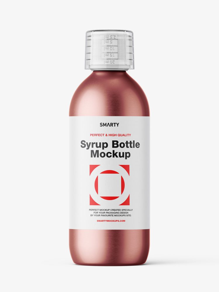 Syrup bottle mockup / metallic
