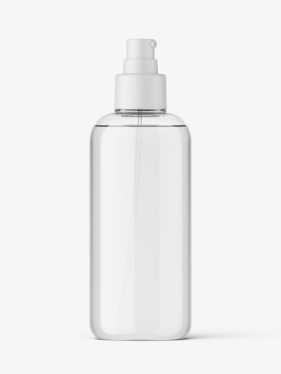 Clear bottle with dispenser mockup