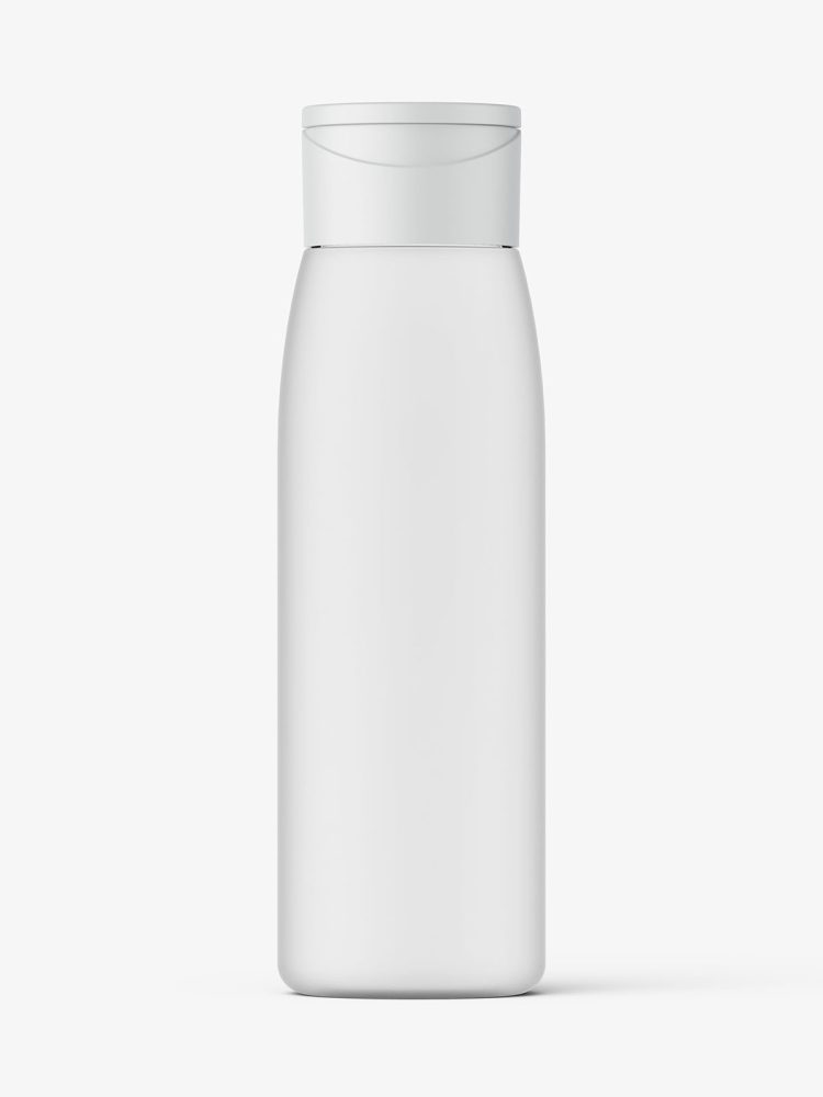 Frosted wide bottle with flip top mockup