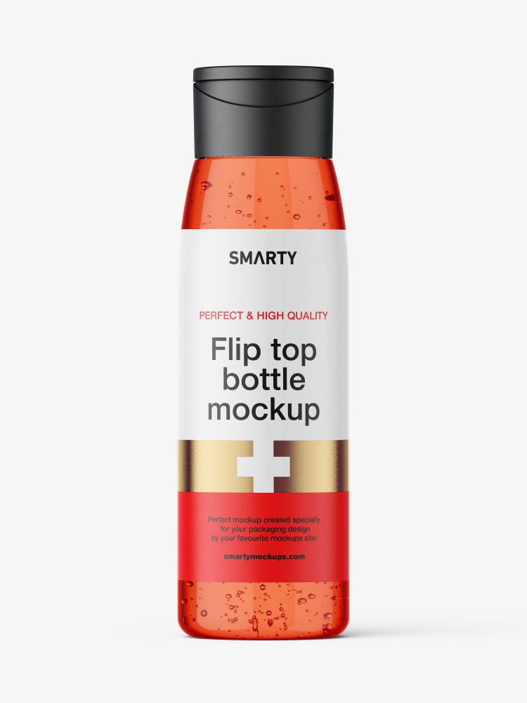 Gel wide bottle with flip top mockup