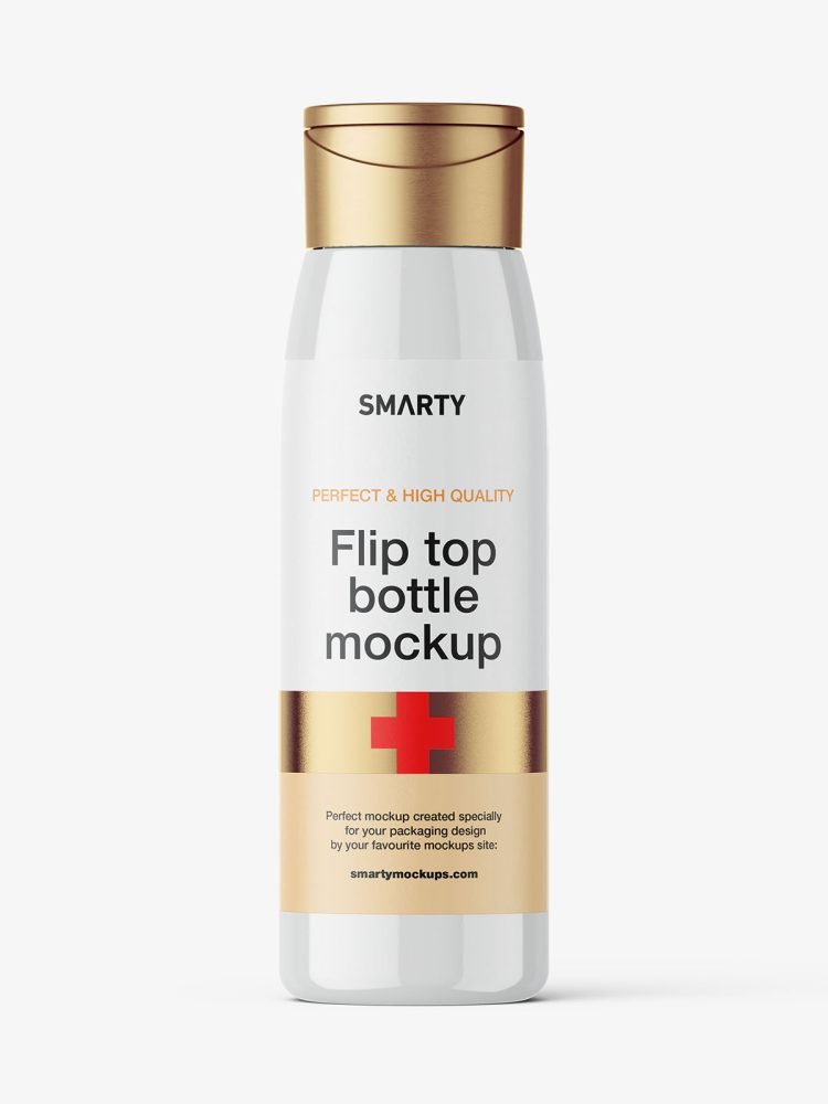 Glossy wide bottle with flip top mockup