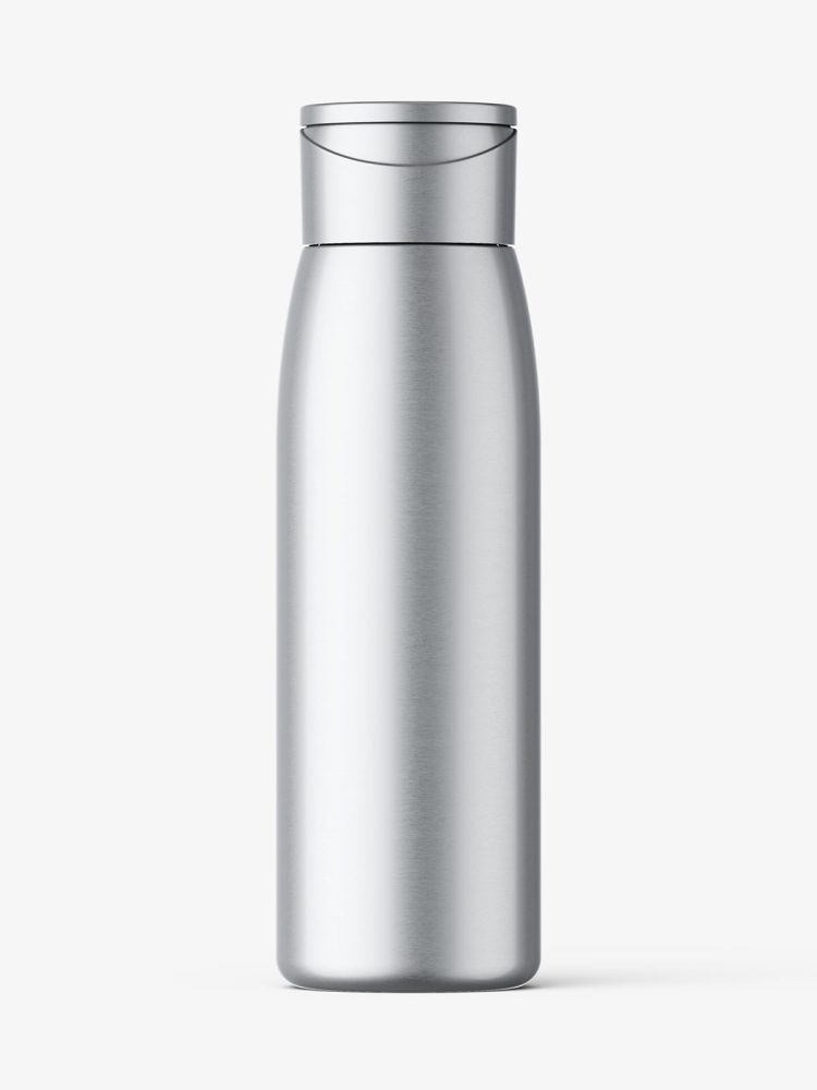 Metallic wide bottle with flip top mockup