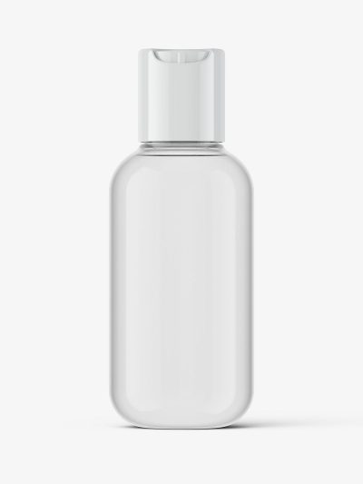 Clear bottle with disc top lid mockup