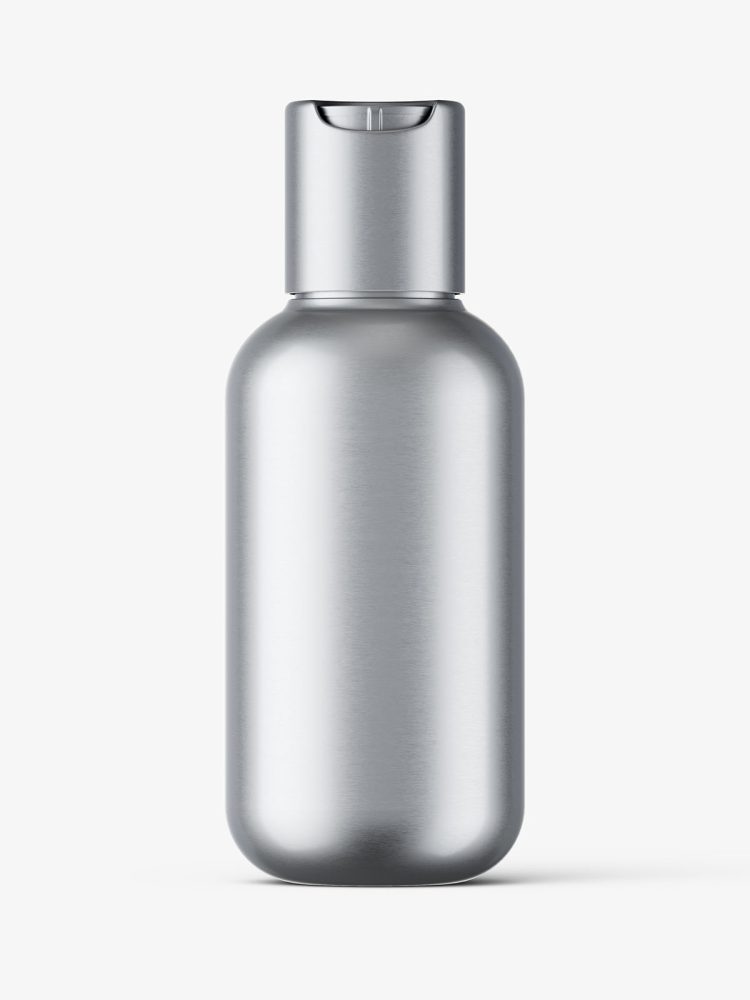 Metallic bottle with disc top lid mockup