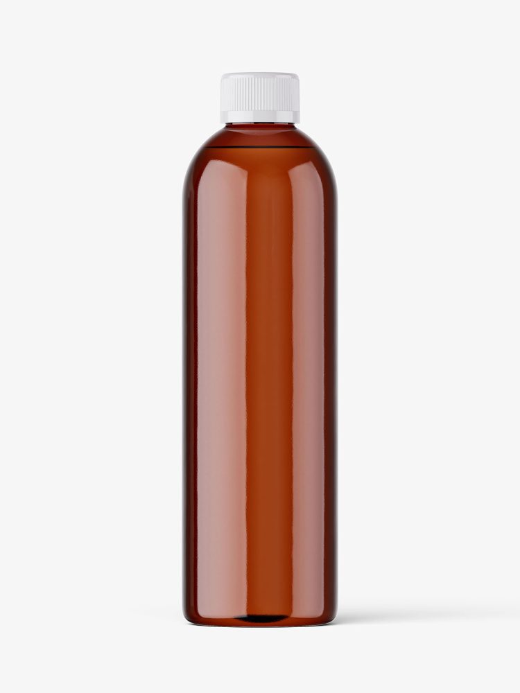 Amber bottle with tampered lid mockup