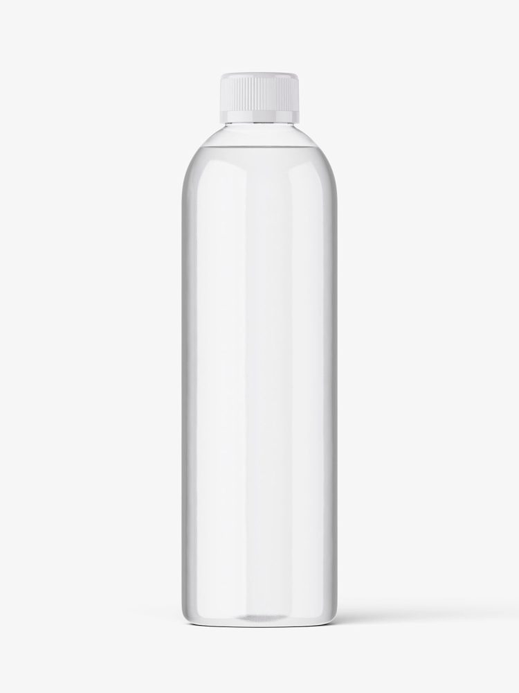 Clear bottle with tampered lid mockup