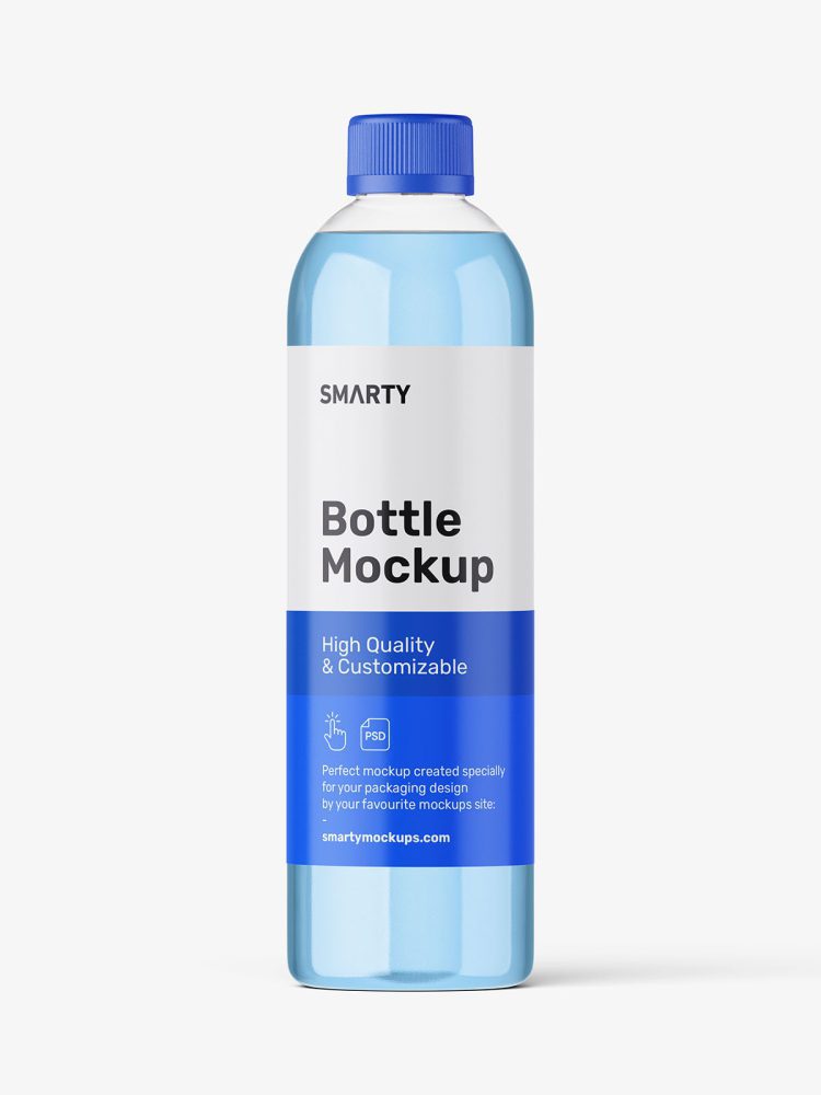 Clear bottle with tampered lid mockup