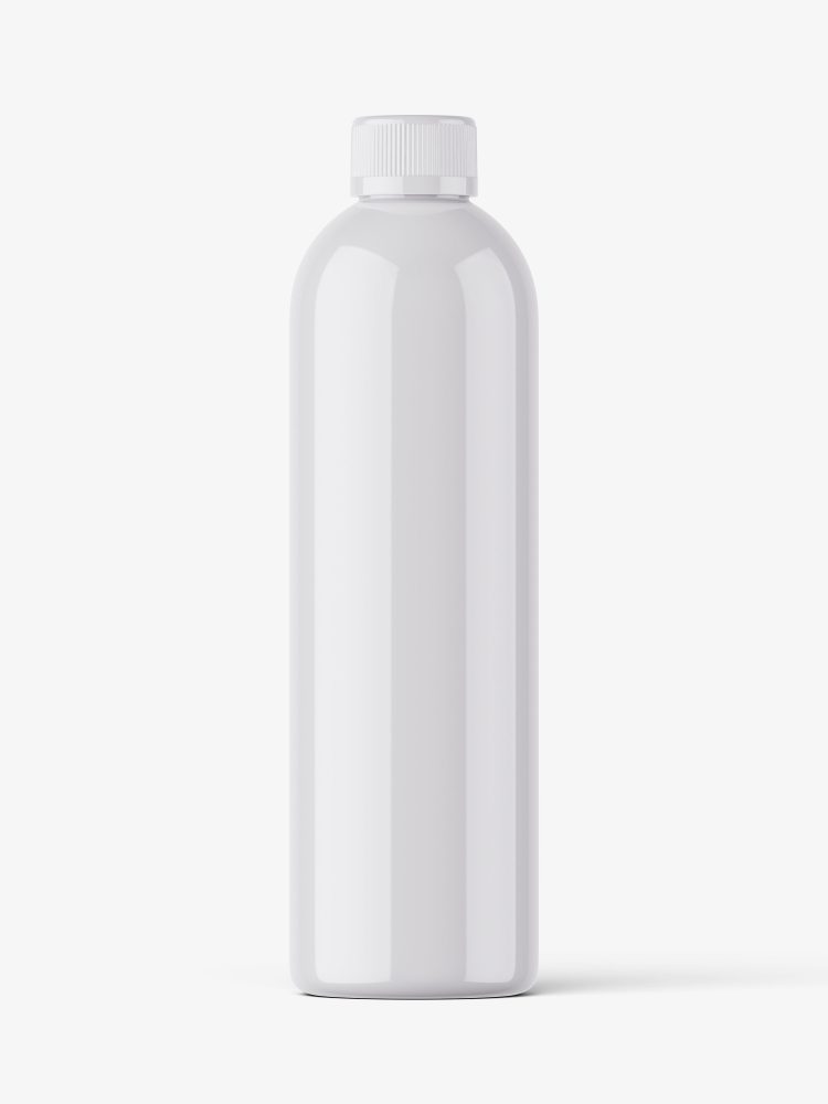 Glossy bottle with tampered lid mockup