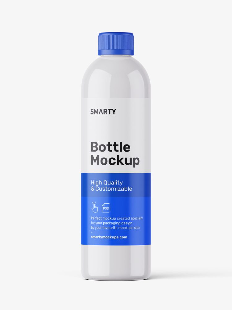 Glossy bottle with tampered lid mockup