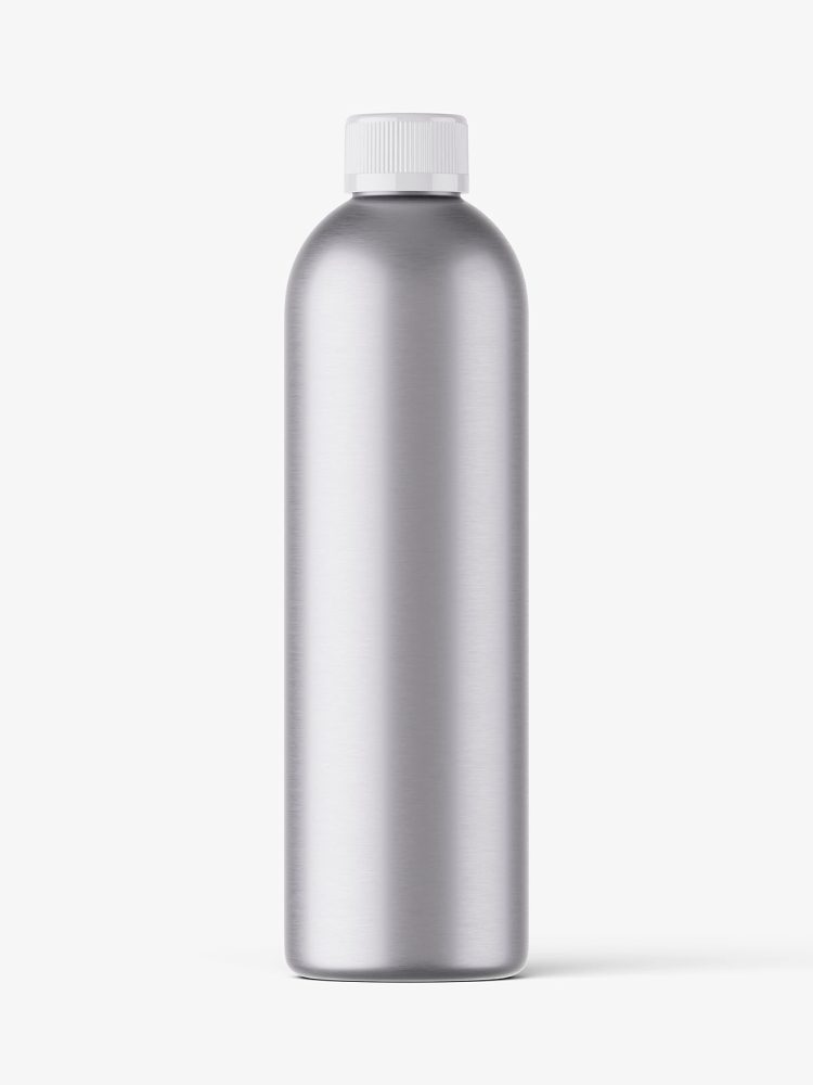 Metallic bottle with tampered lid mockup