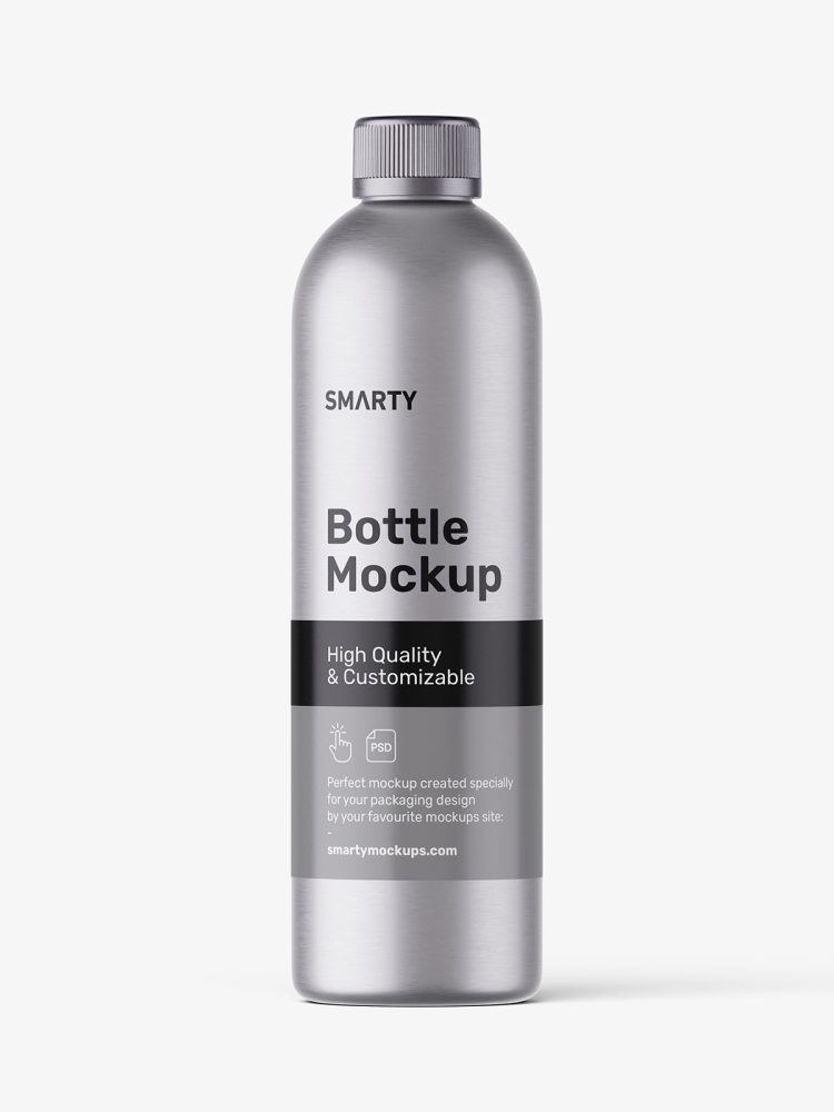 Metallic bottle with tampered lid mockup