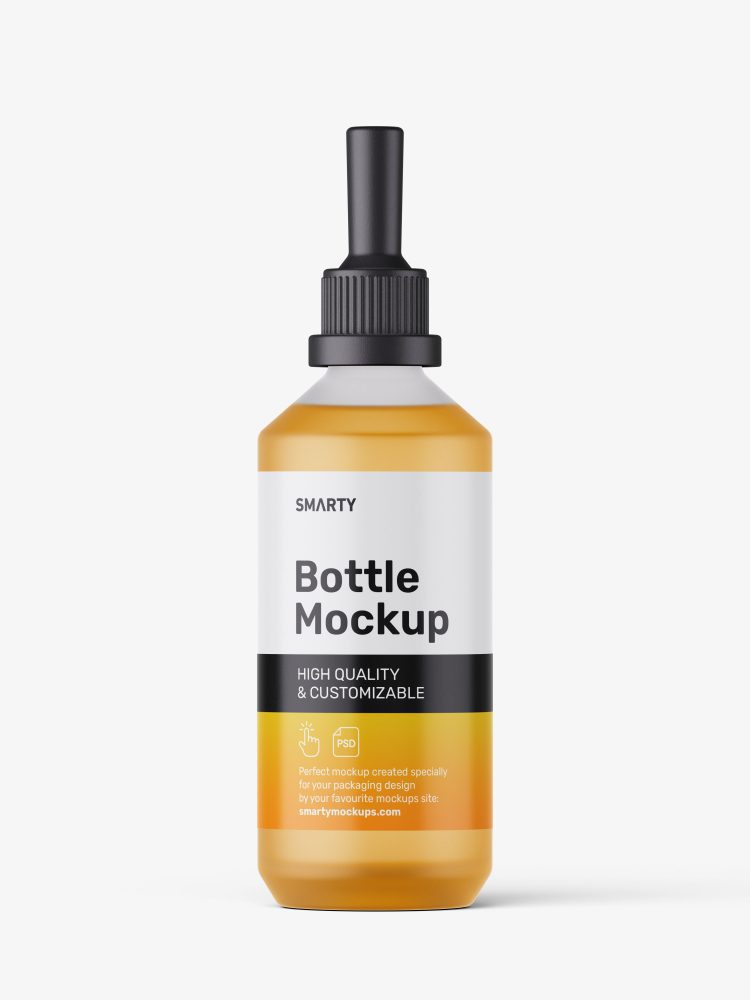 Slant shoulder bottle with dropper mockup / frosted