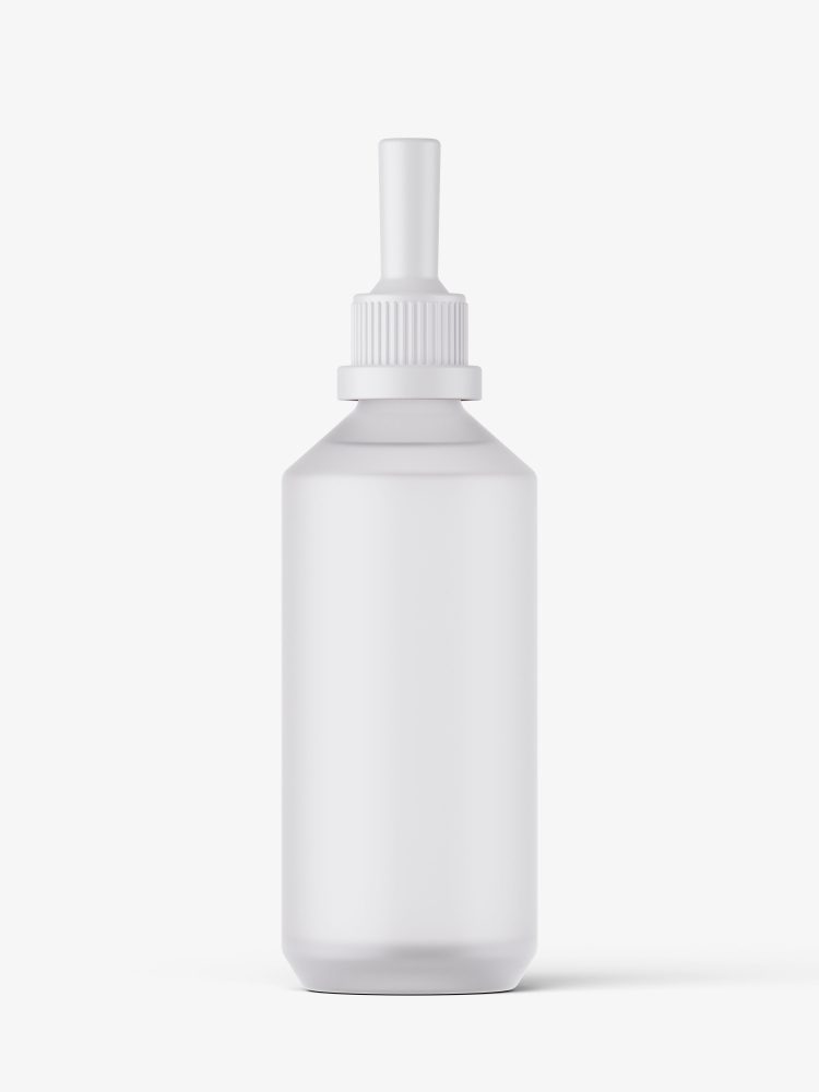 Slant shoulder bottle with dropper mockup / frosted