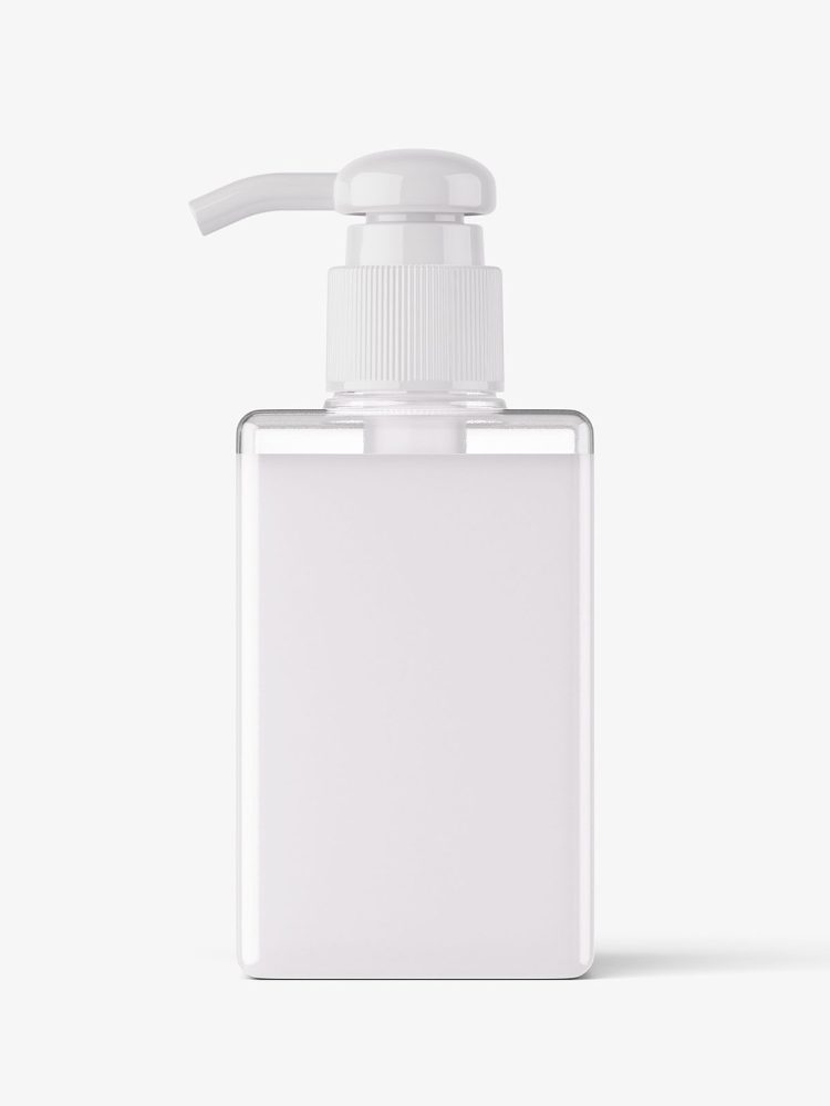 Square bottle with pump mockup