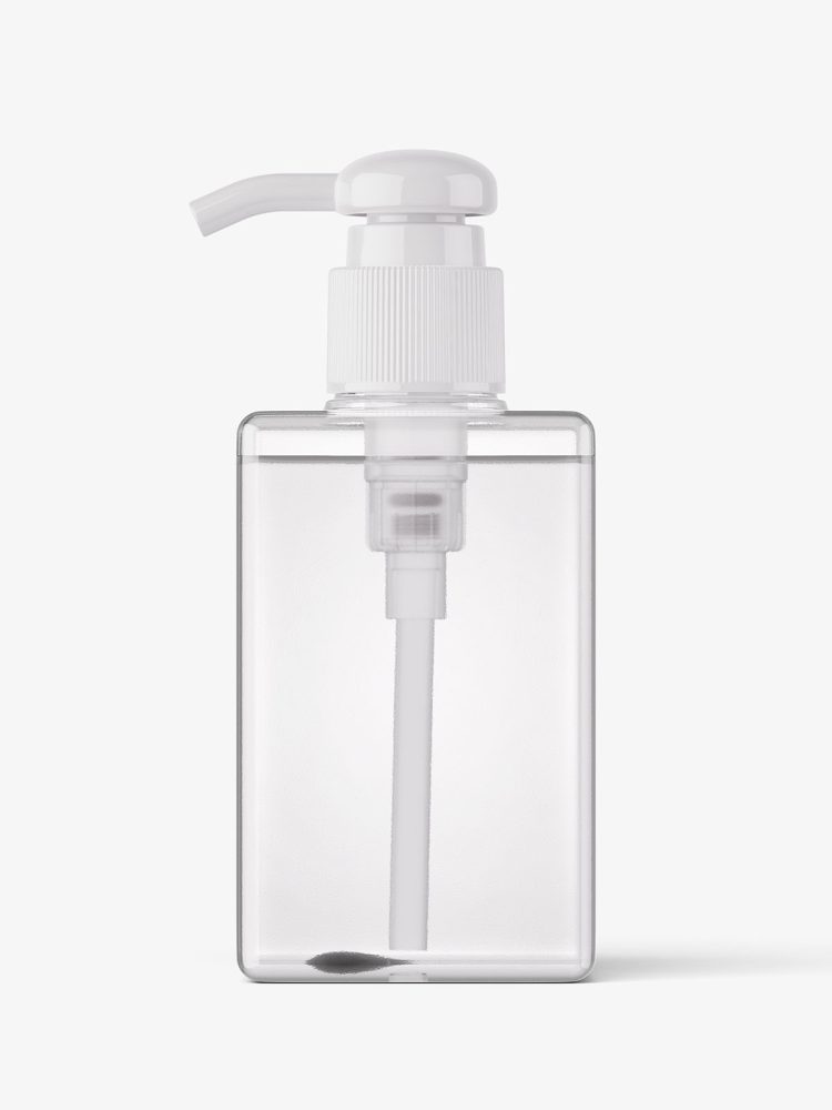 Square bottle with pump mockup