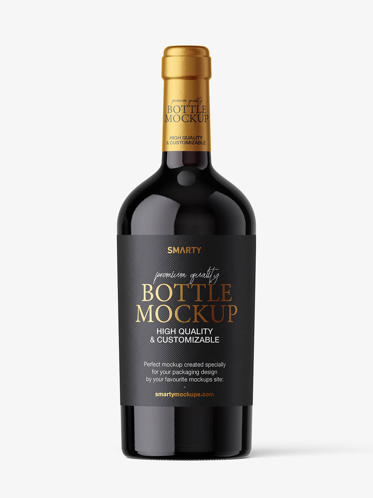 Red wine bottle mockup