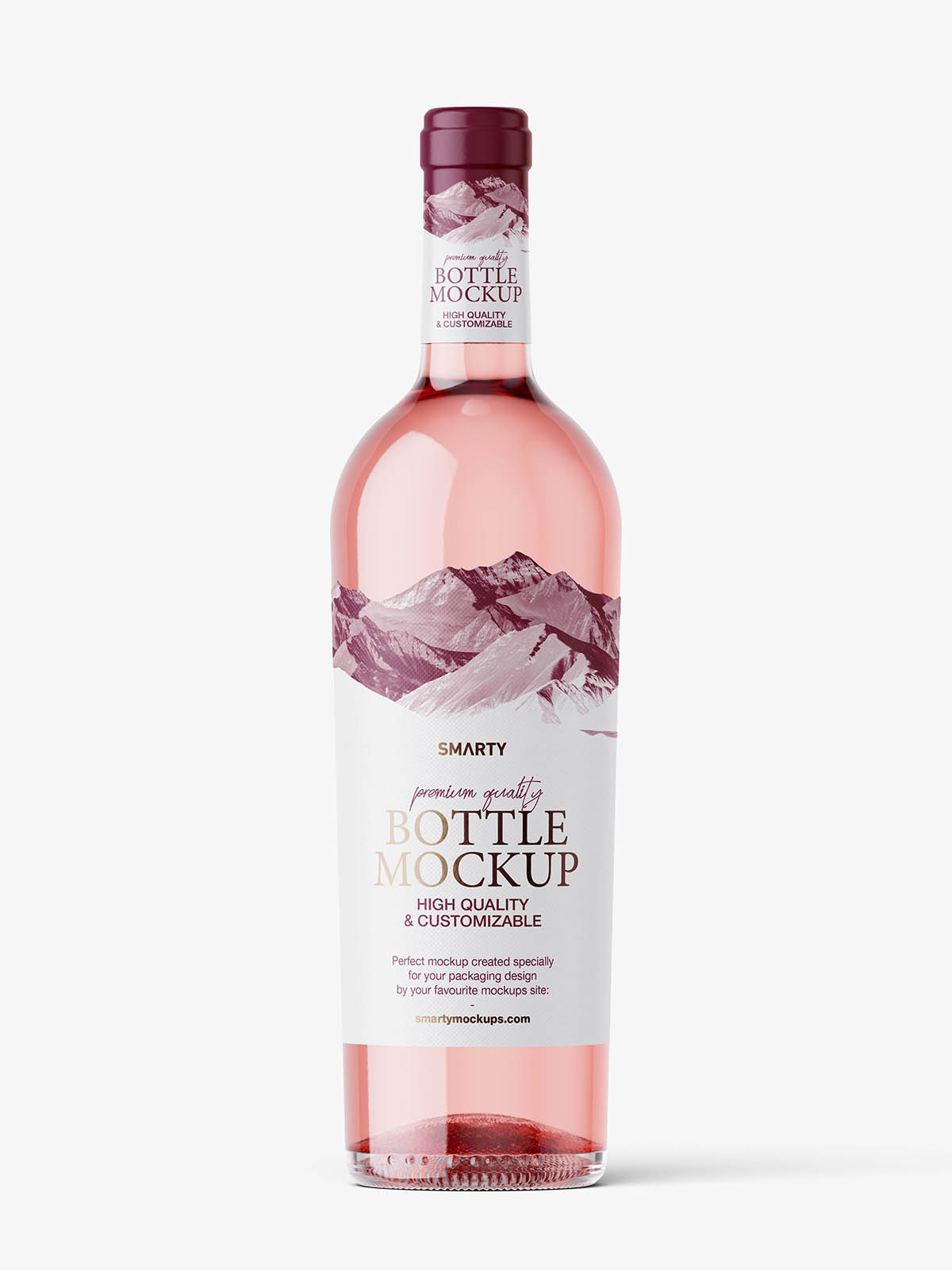Rose wine bottle mockup